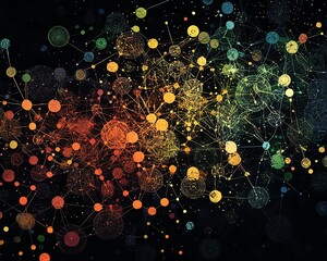 Mathematical complexity of interconnected nodes, revealing hidden geometric symmetries and abstract mathematical beauty