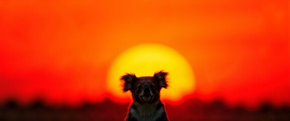 Fototapeta premium Koala silhouette against vibrant sunset sky