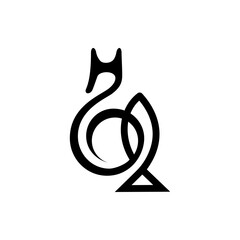 The logo is pictogram the cat  and the fish. Unique and elegant