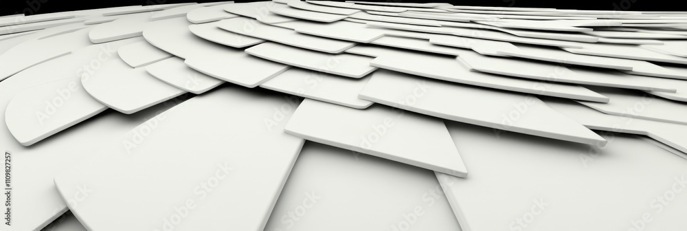 Poster overlapping white geometric layers forming an abstract modern background design