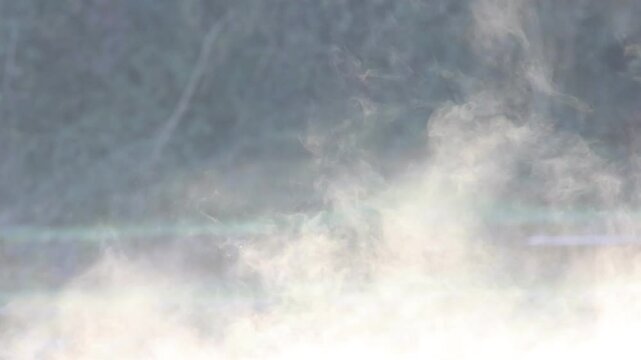 fog and light mist on the surface of the river adda