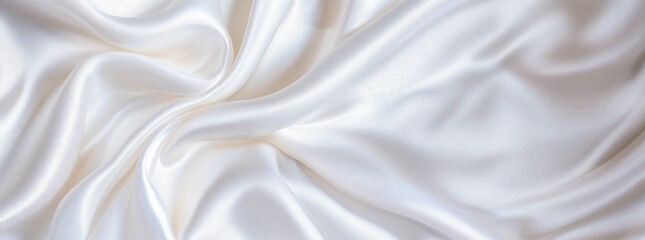 Obraz premium Luxurious white silk fabric with elegant folds and textures