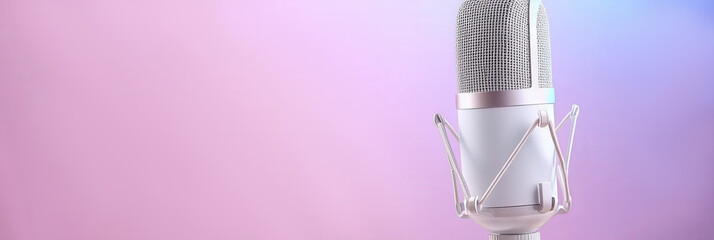 Stylish retro microphone on gradient background for audio and podcast themes