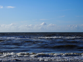 Ocean waves and the sky in Noordwijk, Netherlands