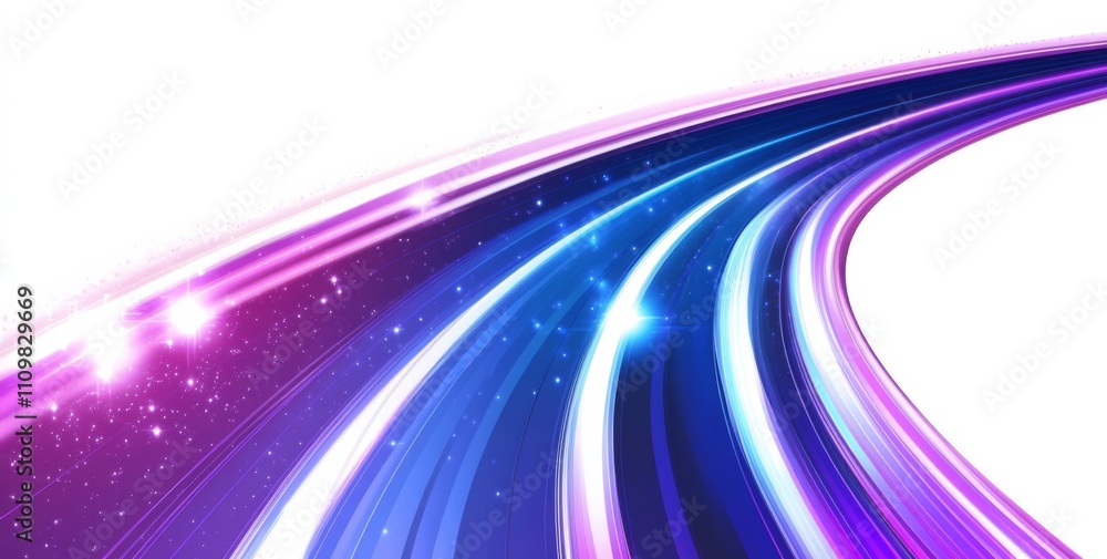 Poster bstract curved lines with blue and purple gradient colors and speed light effect