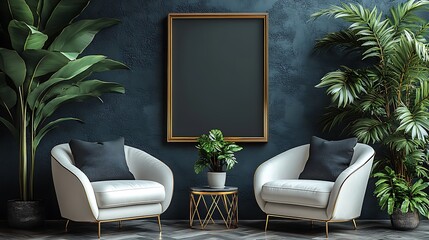 Furniture and plants elevating elegant modern interior atmosphere image