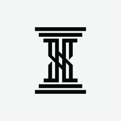 This is an abstract logo design of a monogram letter X in pillar shape for law and justice related purposes