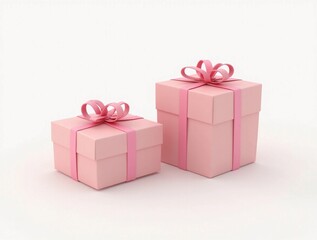Fototapeta premium pink gift boxes with ribbons on the white background 