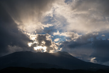 御嶽山の夕日