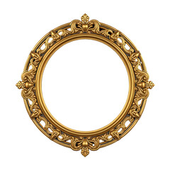 Ornate Gold Frame A Stunning Showcase of Intricate Design Against a Transparent Canvas