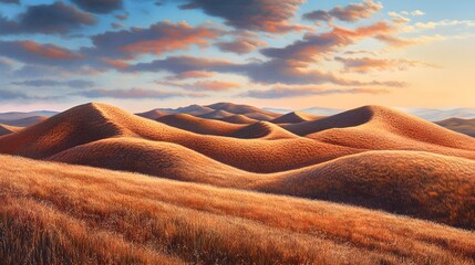 Fototapeta premium Golden Hills Under a Sunset Sky