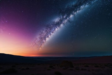 Fototapeta premium Night Sky Landscape with Stellar Color Gradient and Vast Copy Space