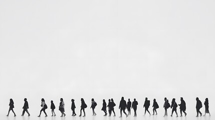 Naklejka premium Silhouettes of People Walking Against a White Background