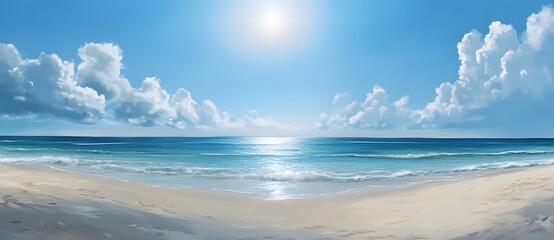 Obraz premium Serene Beachscape Under a Sunny Sky With Clouds