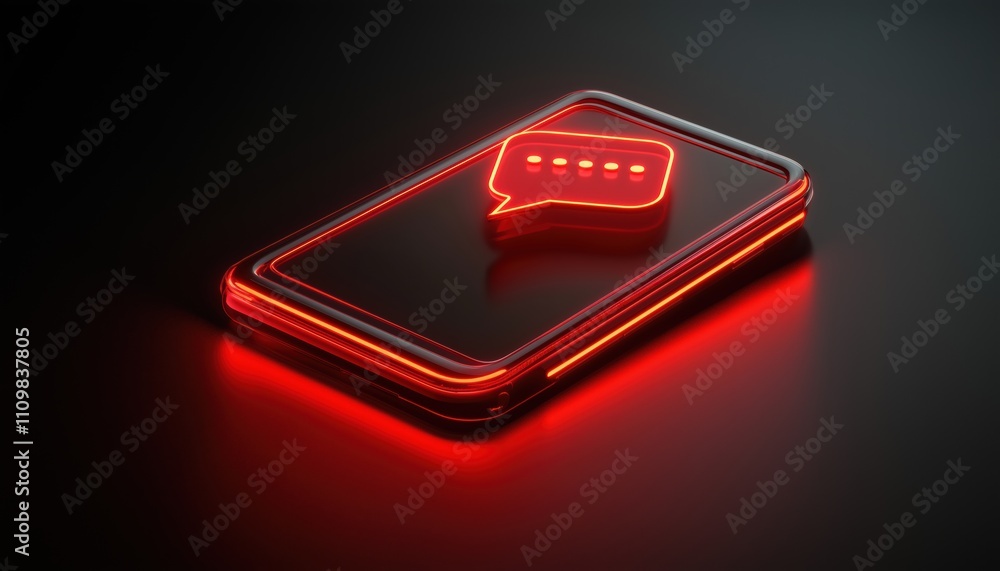 Poster 3d mal speech bubble with notification for new message on mobile phone in social conversation and ch