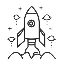 Rocket Launching into Space A Simple Line Art Design