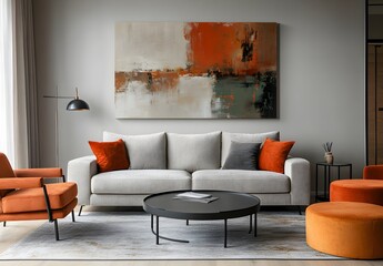 Modern Living Room Interior Design With Abstract Art