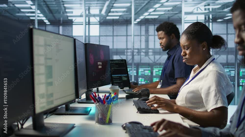 Poster it staff members seeing critical error popup on pc screen in data center, requesting help from cyber