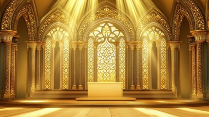Obraz premium Golden Palace Hall With Ornate Columns And Windows