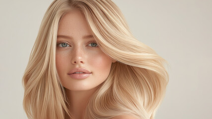 Naklejka premium Beautiful woman with healthy shiny long hair 