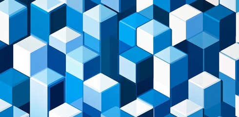 Obraz premium Seamless repeating blue and white cube-shaped block pattern