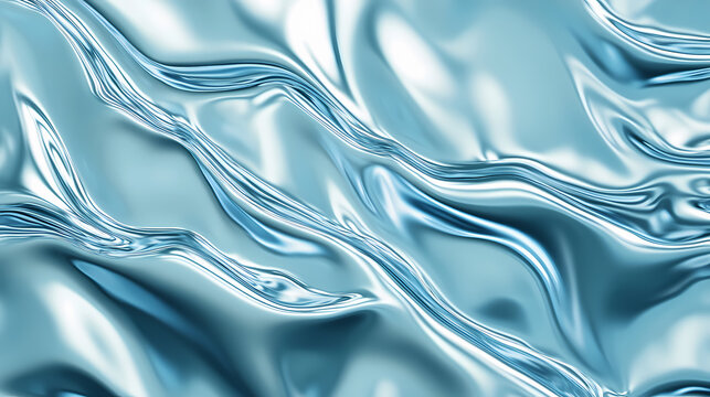 Reflected shimmering blue foil texture background with metallic luster and wrinkled surface. Shimmering. Illustration