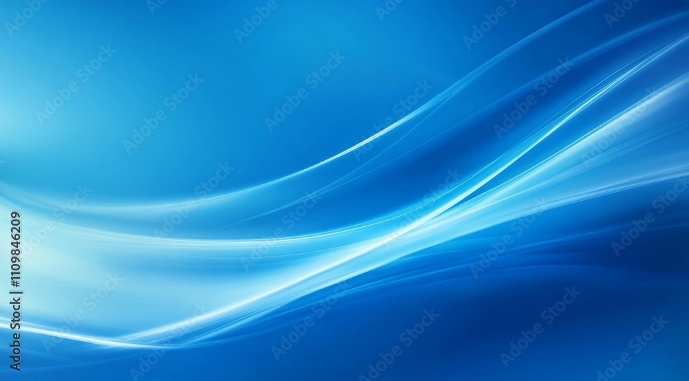 Poster symmetrical blue background with glowing light effect and curved lines