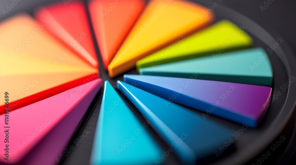 Poster colorful triangular shapes on black background in artistic arrangement
