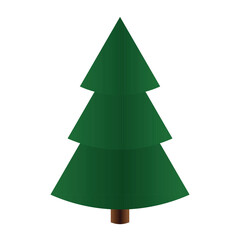 A Colored vector illustration of a green Christmas fir tree isolated on a white background