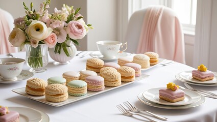 Fototapeta premium Elegant Pastel Decor for a Charming Afternoon Gathering
