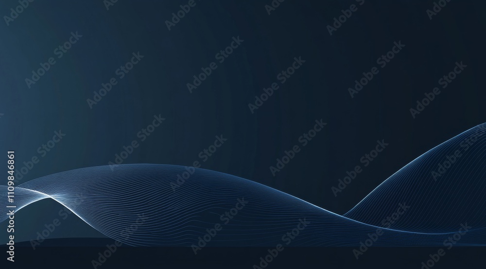 Poster minimalistic blue background with glowing light effect and simple lines