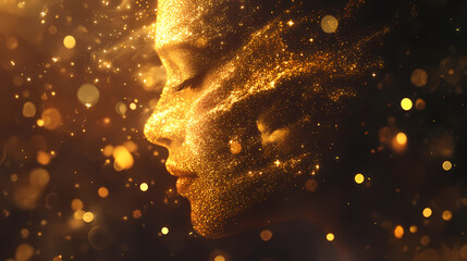 Glowing golden fireworks trails shimmering softly glowing bokeh lights blending into the backdrop. Shimmering. Illustration