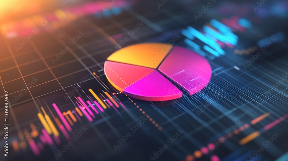 Aufkleber colorful pie chart on financial data background with graphs
