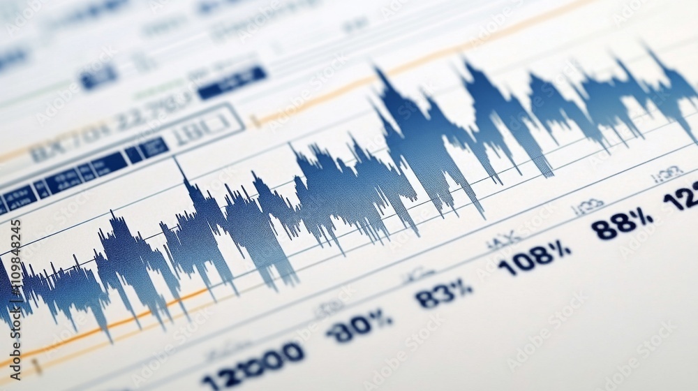 Poster financial data visualization with chart and graph elements