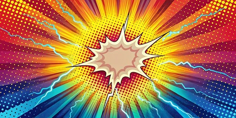 Fototapeta premium Dynamic Comic Book Style Explosion Background with Vibrant Colors and Halftone Effects