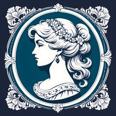 cameo profile woman vintage illustration