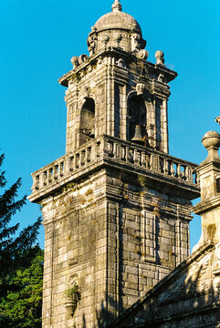 Analog Photo of Baroque and Churrigueresque Church Bell Towers in Entrimo