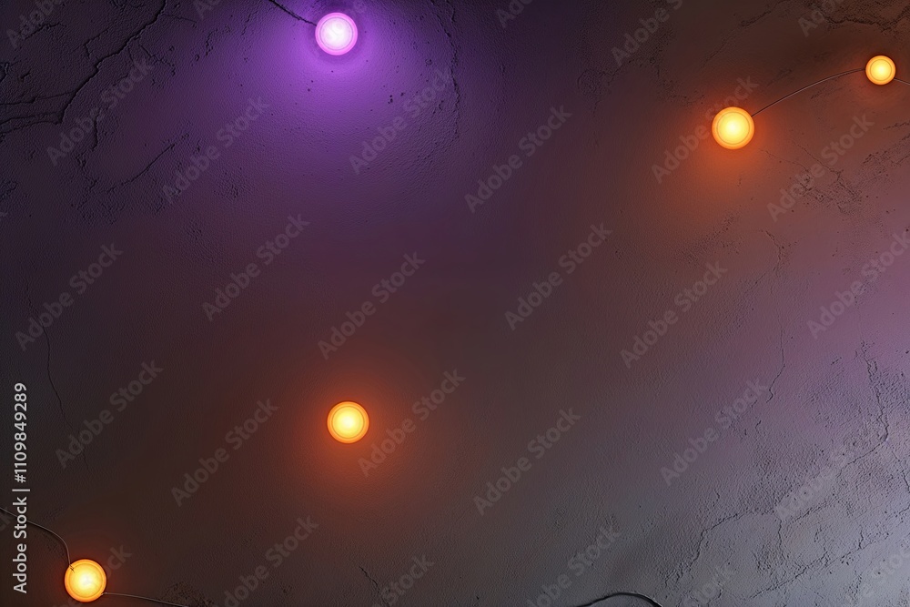 Poster mocha color gradient background with violet and orange lighting on textured grey canvas for engaging