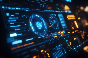 Obraz premium Blue digital binary data on a computer screen, creating a futuristic, high-tech atmosphere with flowing numbers and abstract patterns