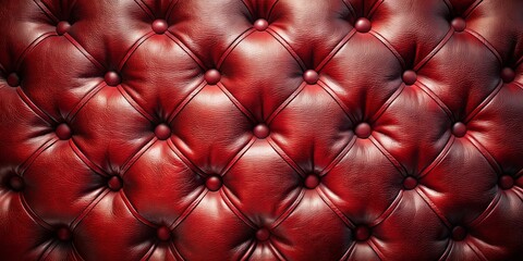 Fototapeta premium Luxurious Deep Red Leather Upholstery Texture with Button Tufting Detail