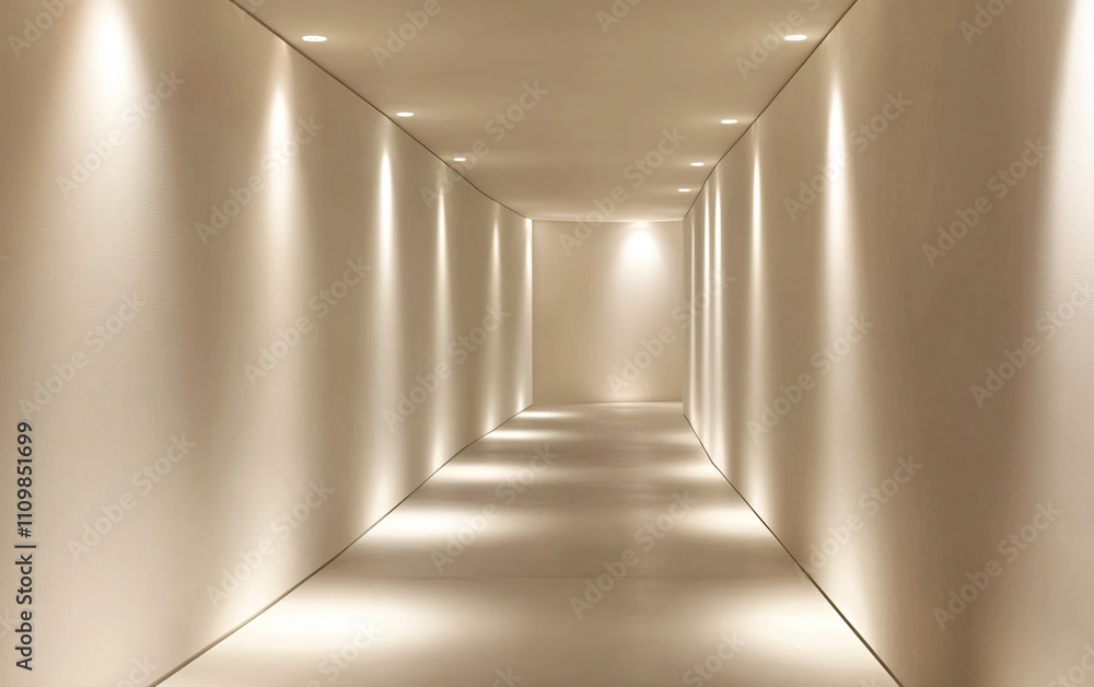 Aufkleber a minimalist corridor with soft lighting, creating a serene and spacious atmosphere.