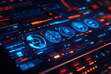 Obraz premium Blue digital binary data on a computer screen, creating a futuristic, high-tech atmosphere with flowing numbers and abstract patterns