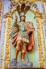 Religious figure of a saint inside the main church of São Pedro in Faro-Algarve-Portugal.