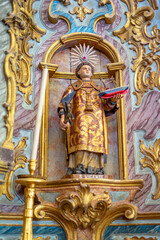 altar, confession, historical, statue, representing, saint, vincent, inside, catholic, church,...