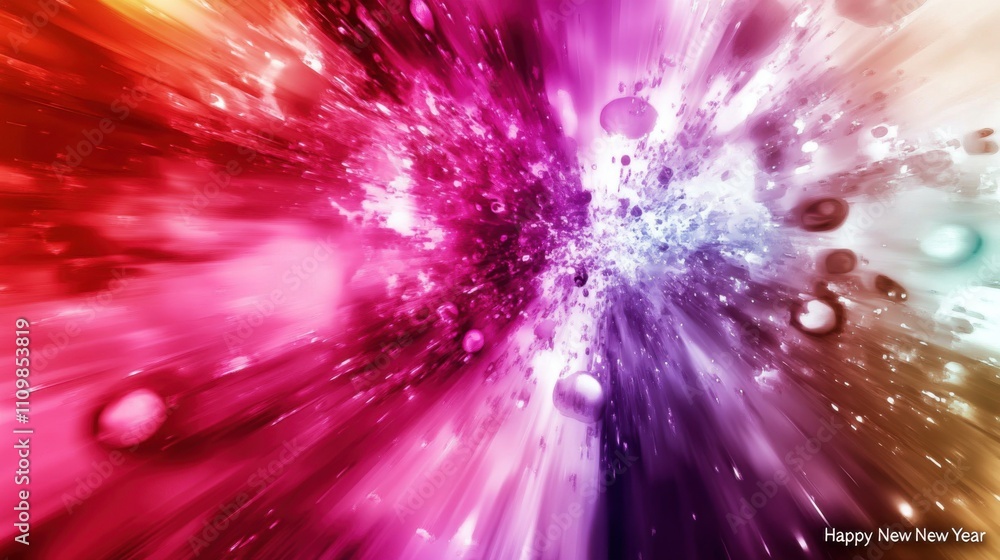 Poster vibrant explosion of colorful light and bubbles in abstract background