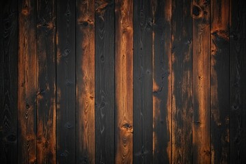 Obraz premium Nostalgic Rustic Wood Texture with Brown and Ochre Glows on Rich Black