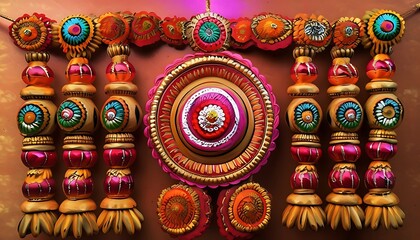 Fototapeta premium diwali toran in hand painted style with indian designs
