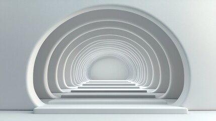 Obraz premium Abstract White Architectural Oval Tunnel Pathway