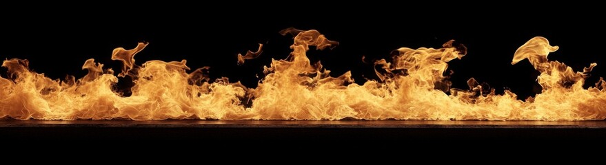 Flaming texture with a fiery border isolated on a black background