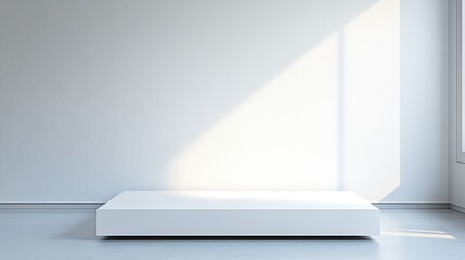 Obraz premium White Platform in Minimalist Room Setting Sunlight